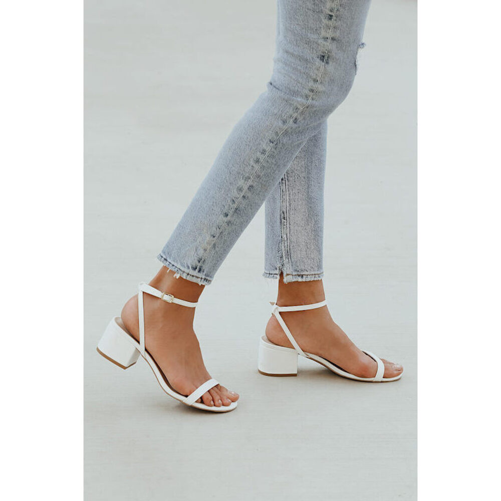 Lulus Julie White Ankle Strap Heels - Size 10